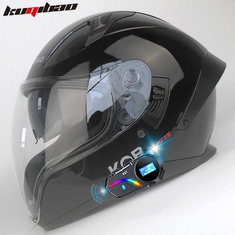 Double Lens Motorcycle Helmet Full Helmet Drinking Water Lightweight Four Seasons Ghost Face Helmet with Bluetooth