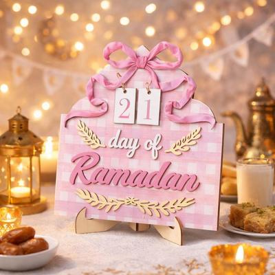 Wooden Ramadan Countdown Calendar Festival Decorative Eid Mubarak Ornament Funny Handmade Ramadan Advent Calendar
