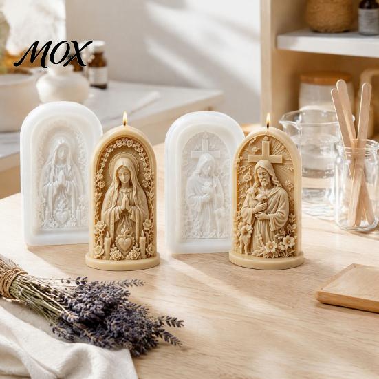 Religious Candle Making Silicone Molds Jesus 3D Mold, Good Shepherd Virgin Spiritual Home Decor Wax Casting Tools Mary Mold for DIY Projects