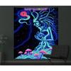 Black Light Tapestry UV Reactive Psychedelic Mushroom Wall Hanging Hippie For Bedroom Dorm Private Room Decoration