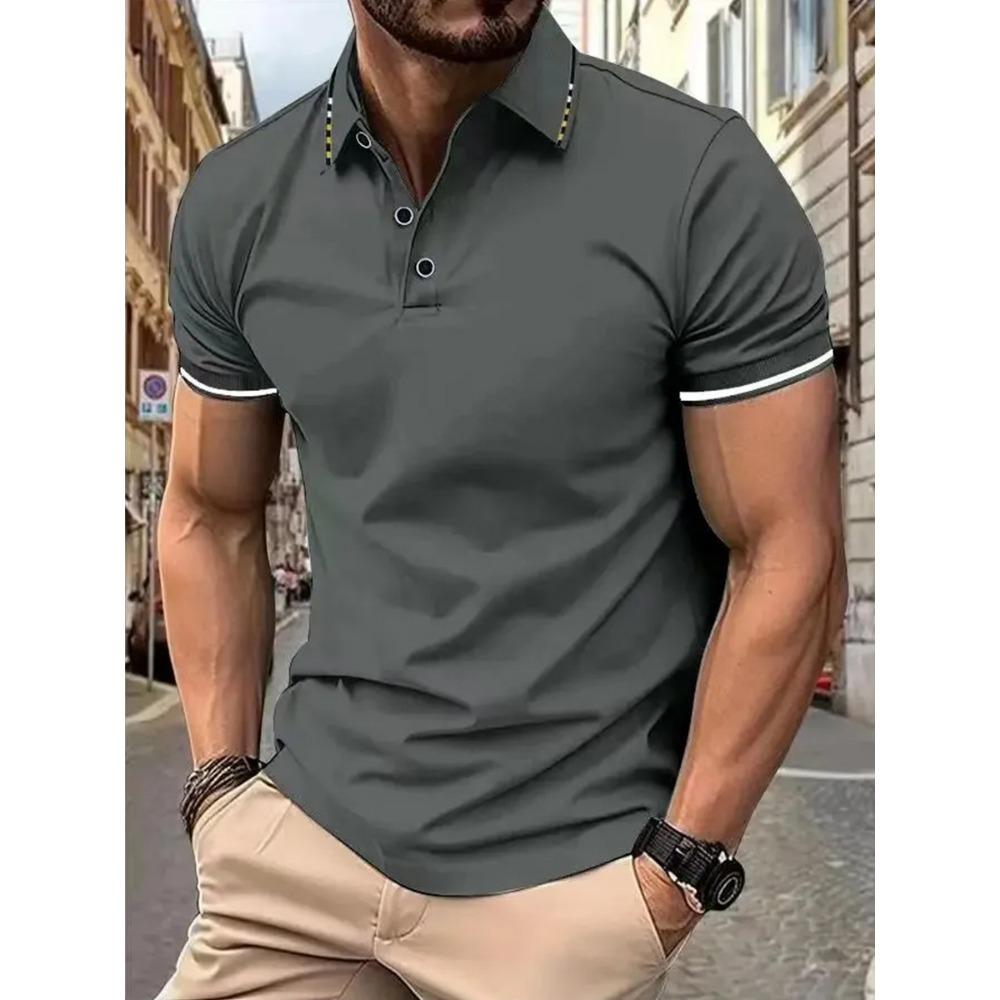 Men Clothes Summer Short Sleeve Fashion Pure Color Polo Shirt Men Buisness Casual Golf Polo Shirt Tops 100% Polyester