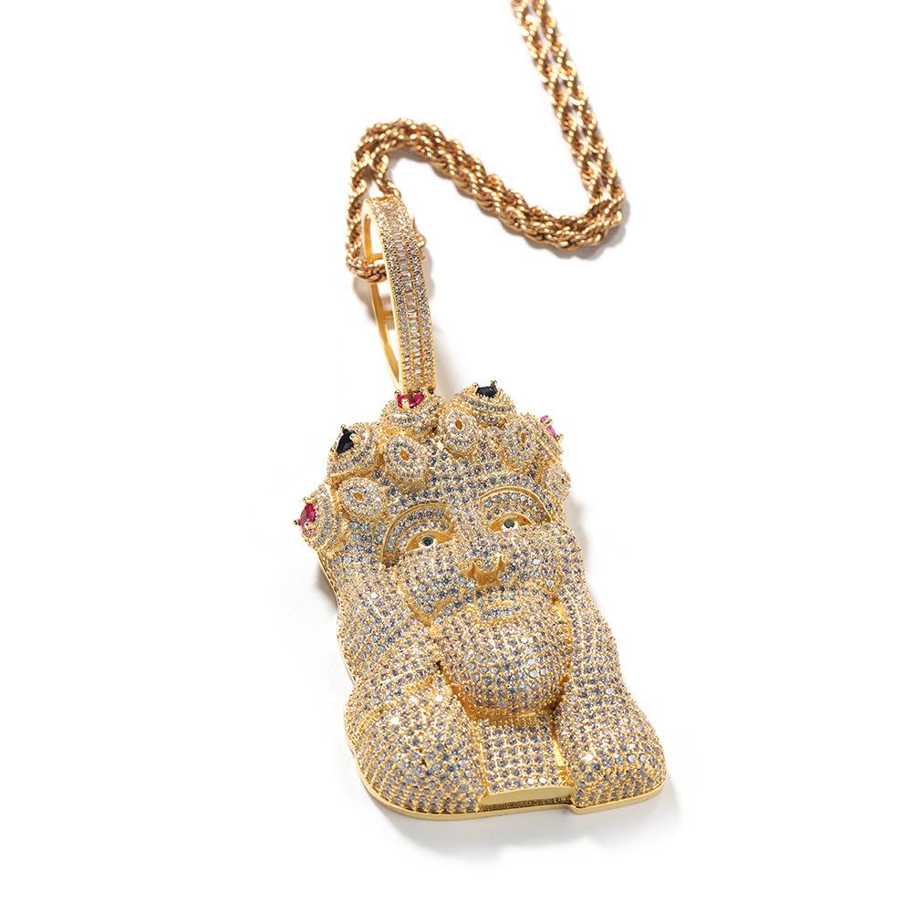 Fashion Hip Hop Diamond Portrait Pendant Necklace Men's Personality Sweater Chain Night Club Men