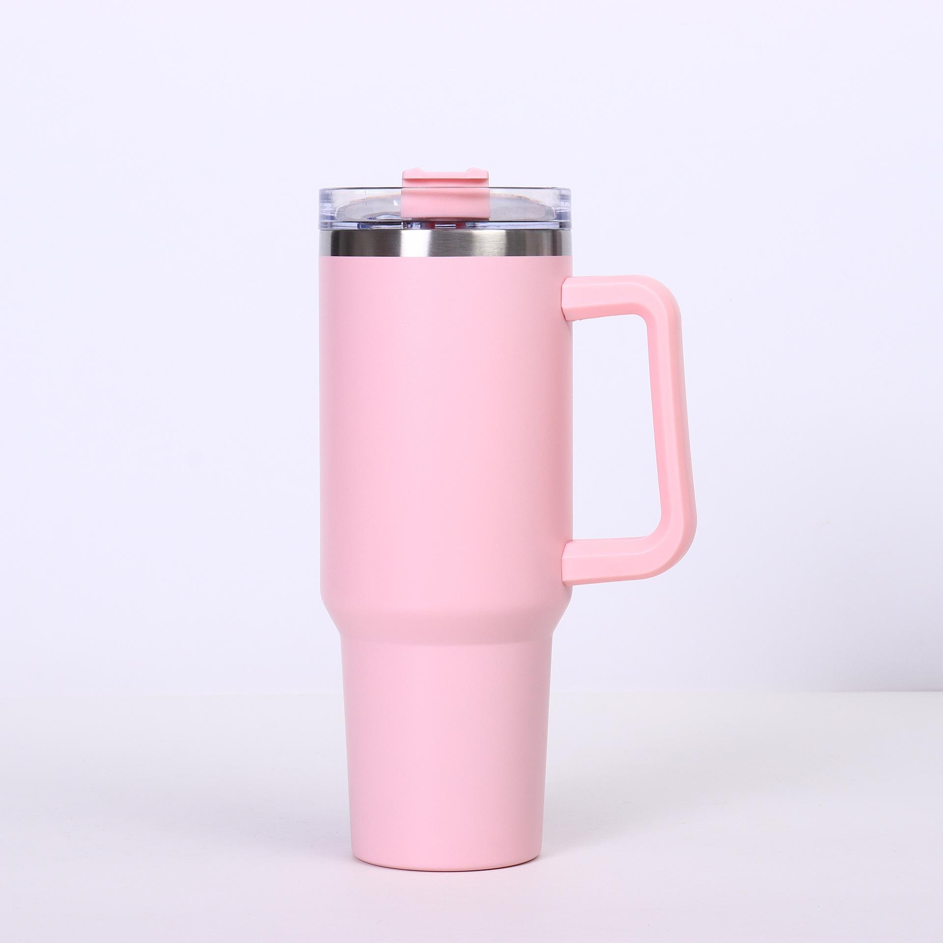 40oz Car Cup - 304 Stainless Steel Thermos with Handle & Straw, Large Capacity Ice Buster Cup 40oz розовый