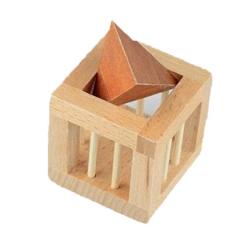Cage Apart Triangle Wooden Brain Teaser Puzzle Cube IQ Logic Training Disentanglement Educational Toys For Kids Teens Adults
