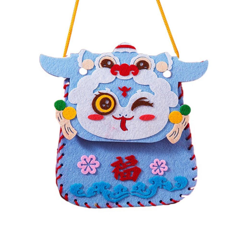 Cartoon New Year Blessing Bag Snake Pattern Material Package Crafts DIY Lucky Bag  Kindergarten