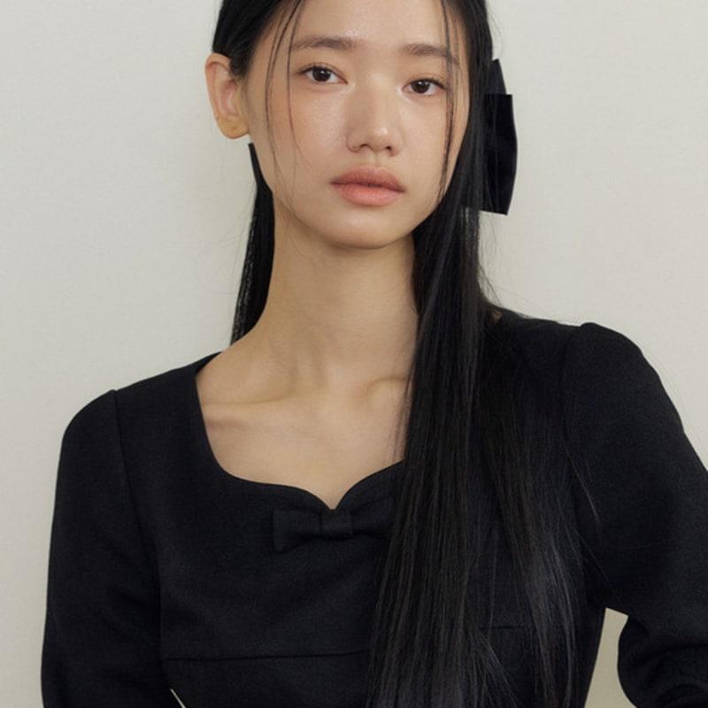 Lucirzu Royal Satin Bow Hair Clip (black)