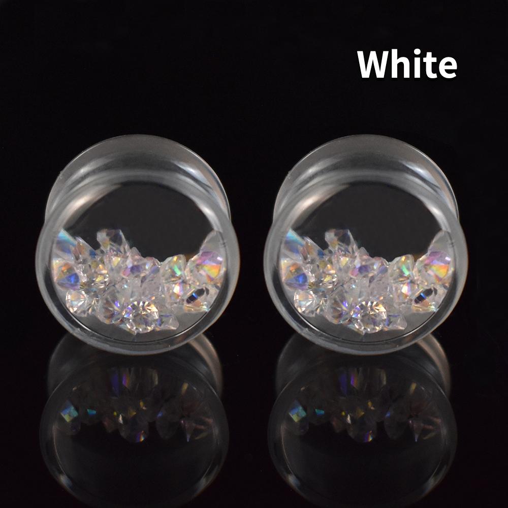 

8-30 мм красочные искусственные драгоценные камни, туннели для ушей, заглушки, акриловый расширитель для ушей, носилки, ювелирные изделия для пирсинга 10mm белый