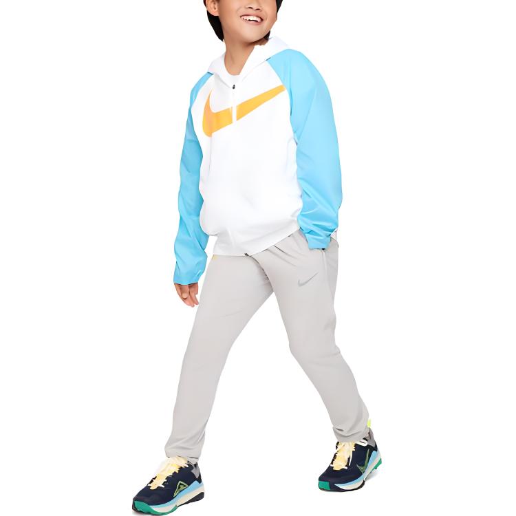 Nike Kids Letter Print Cuffed Knit Sports Pants Kids Bottoms Light-Gray FQ0706-012