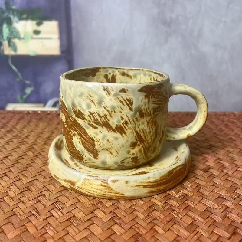 

OLOEY Retro Ceramic Coffee Mug and Saucer Set