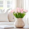 ucky 20 Pcs Light Pink Artificial Tulip Silk Fake Flowers Realistic Touch Spring Summer Fake Flowers for Home Decor Outdoor Garden Parties and