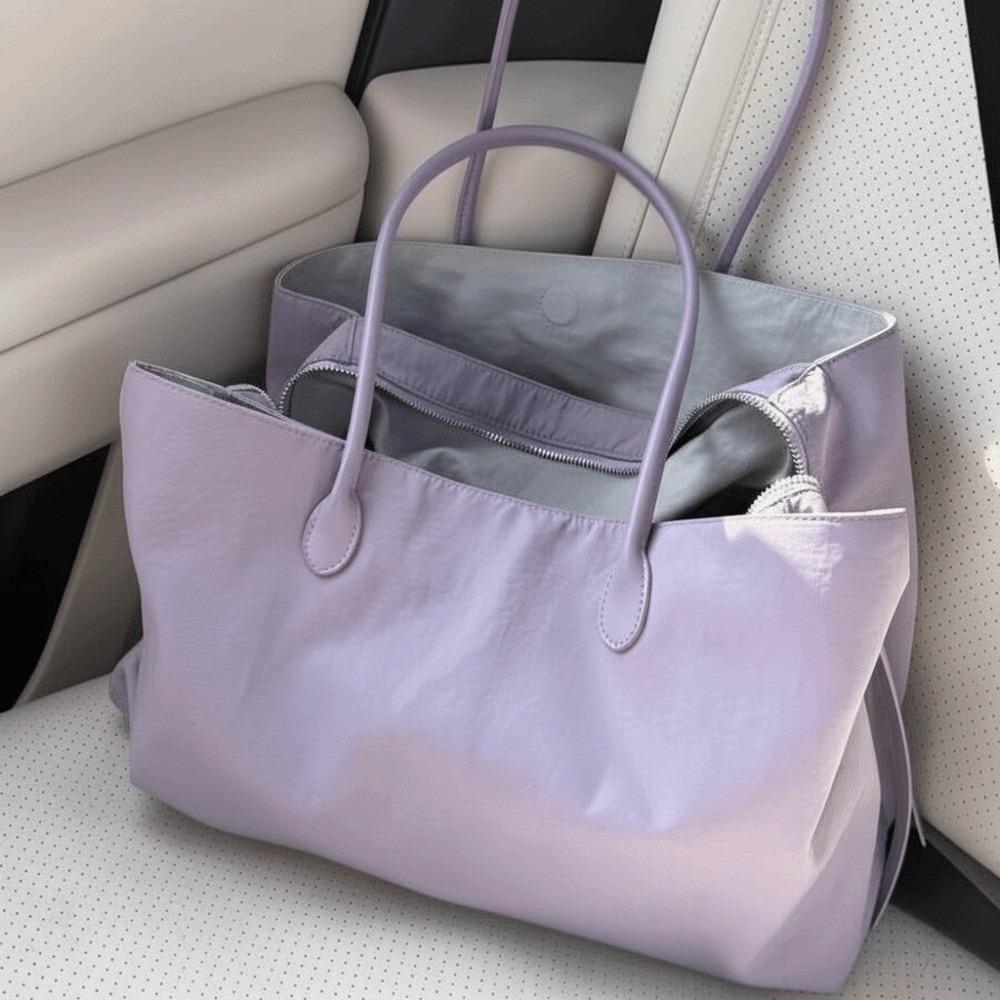 

Spring Summer New Blocked Lightweight Travel Nylon Tote Bag with Multiple Compartments and Large Capacity Shoulder Bag фиолетовый