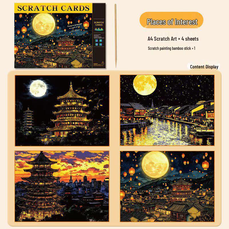 Bunte DIY Kratzbilder Haftnotizen für Kinder - Kreative Stressabbau Lesezeichen