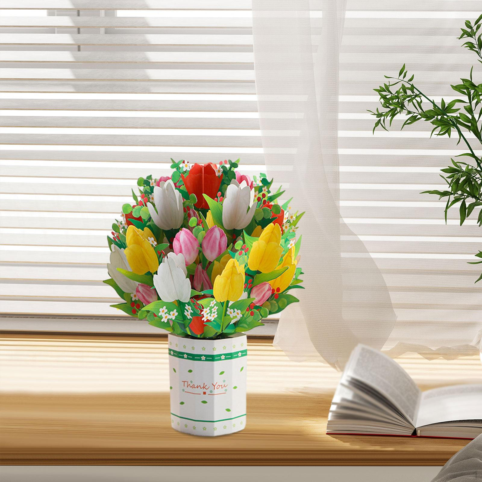 

Подарочная карта ко Дню матери 3D поздравительный букет из бумажных скульптур на юбилей Tulip bouquet