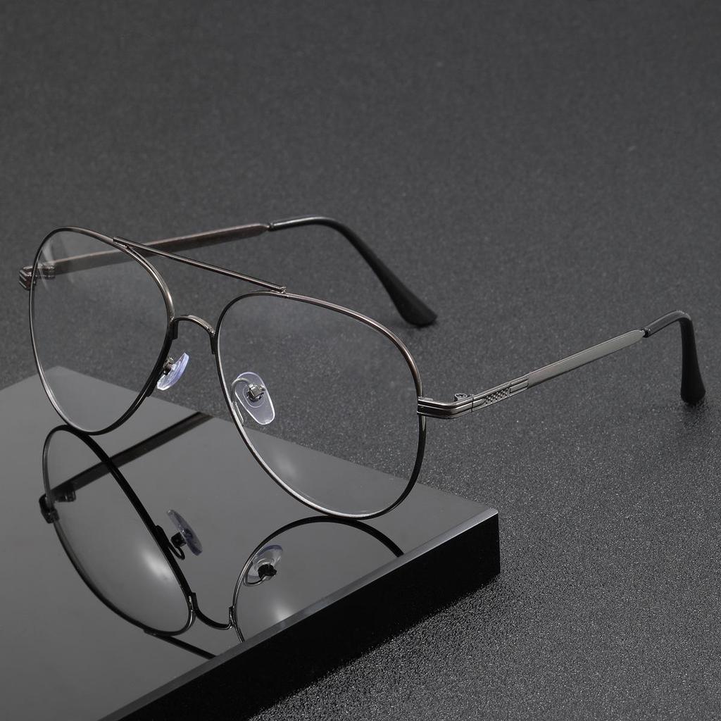 European & American Double Bridge Square Aviator Sunglasses - Stylish Simple Half-frame Flat Lenses