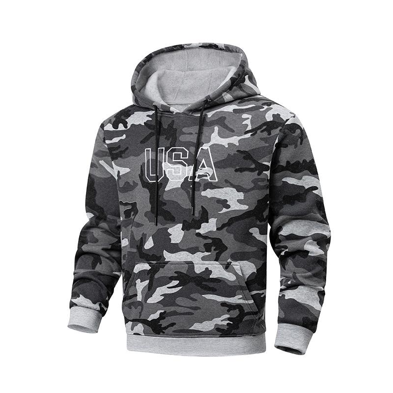 Maskáčová bunda s kapucí Pánská silná podzimní mikina Pánská mikina přes hlavu na zip