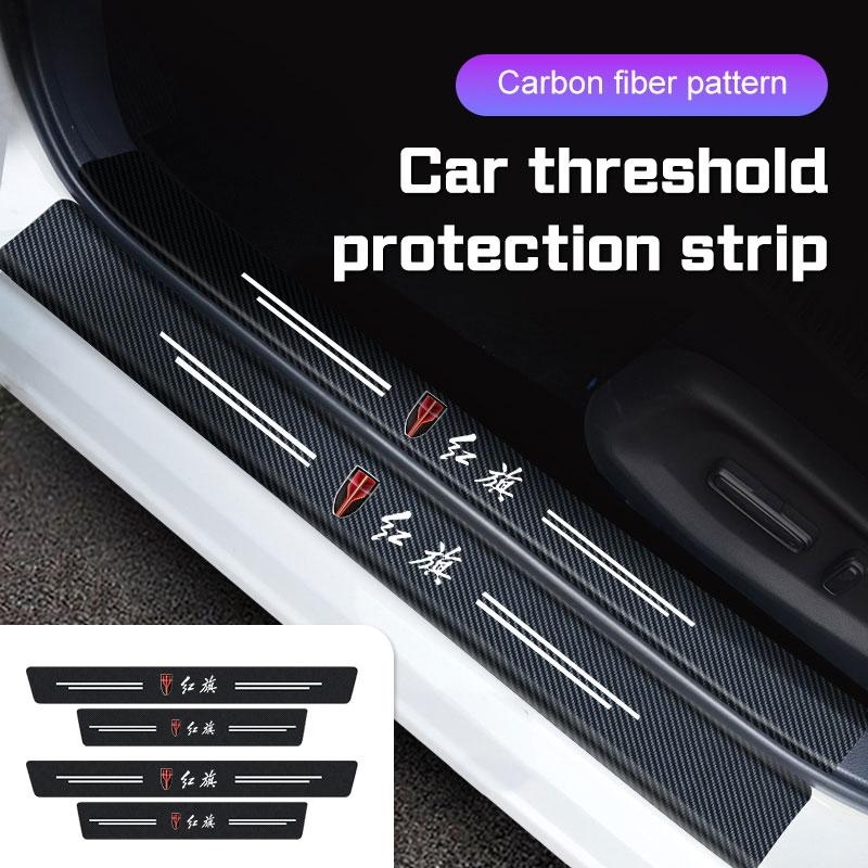 For Hongqi H5 H6 H9 E-QM5 HS3 HS5 HS6 HS7 E-HS3 E-HS9 LS5 Car Threshold Strip Carbon Fiber Film Door Sill Stickers Accessories