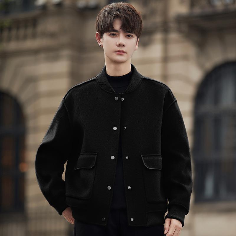 Wool jacket men's spring and autumn double-sided jacket single-breasted short top coat