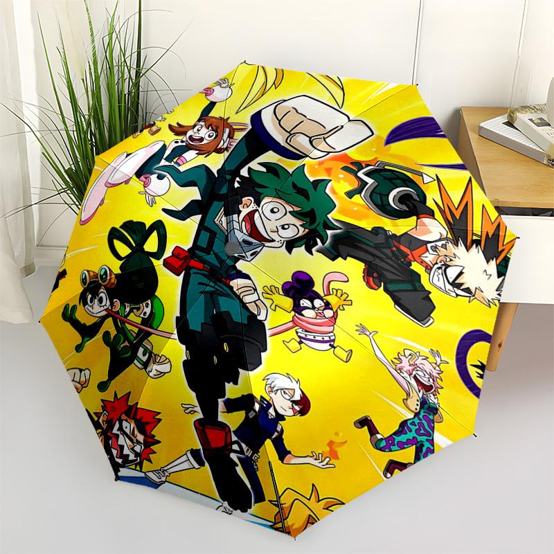 

1pc My Hero Academia Outdoor Umbrella - Automatic Opening/Closing, Portable 3-Fold Design, 8-Rib Iron Frame - Perfect Gift for Fans, Travelers, D