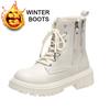 Women’s Winter Boots Casual Short Motorcycle Boots Girl Fashion Street Style Black Warm Ankle Boots with Fur Plus Size