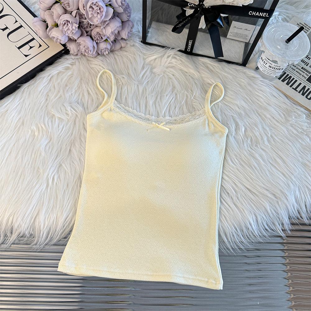BrandyBM White Pure Desire Heart Embroidery Lace Slim Fit French Camisole
