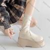 Mode 2025 Höst Vinter Punkstil Kvinnor Ankelstövlar Plattform Tjock Sula Skor Kvinnliga Slip On Korta Stövletter Zapatos De Mujer