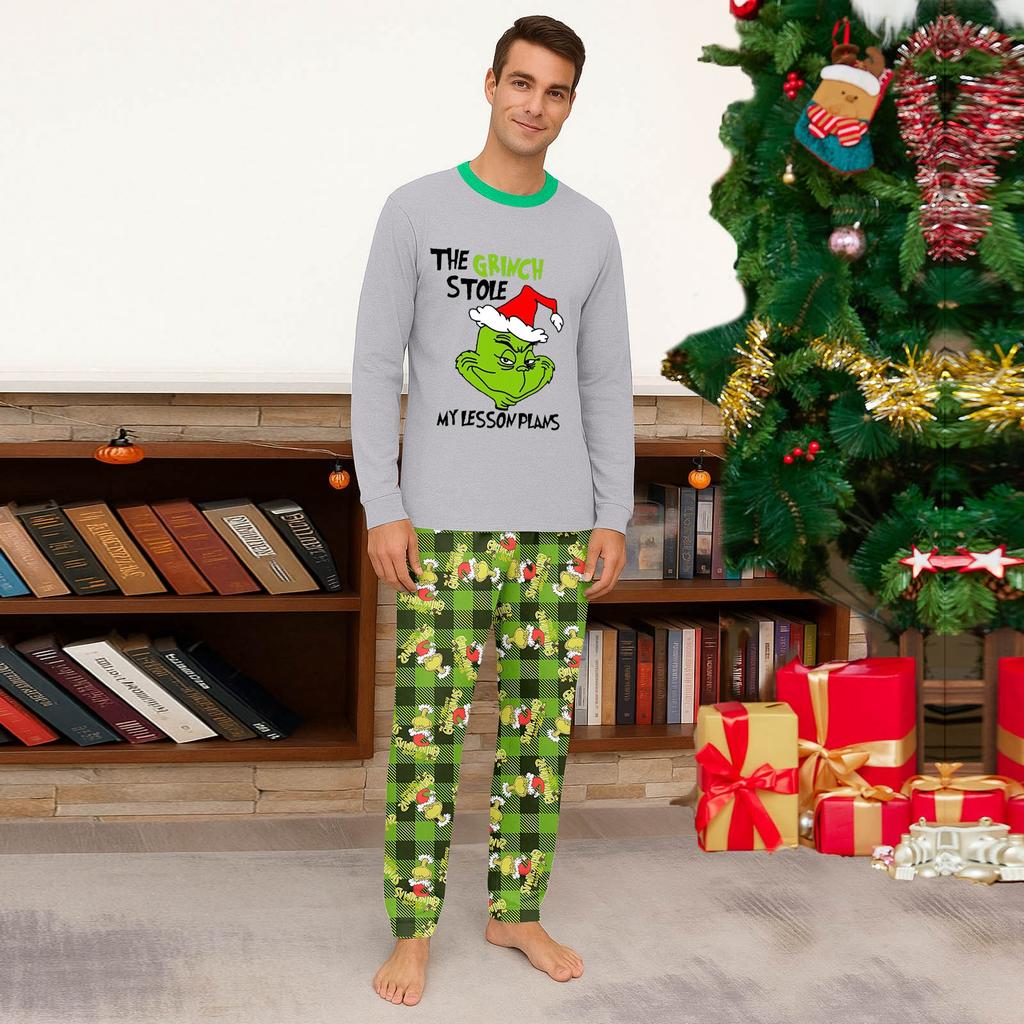 Print Cute Family Set Pajamas, Home Clothes, Family Set Long Sleeve Top Pants Set