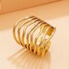 High-End Cross Retro Stainless Steel Multi-layered Finger Ring with Irregular Textured Lines, Vacuum Plated In 18K Gold.