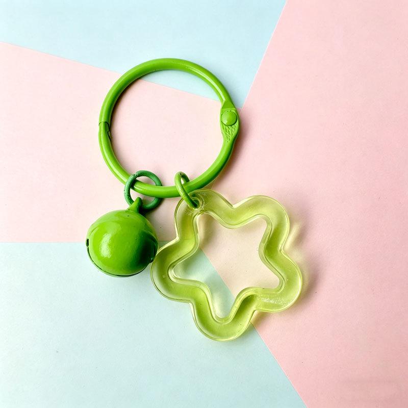 Transparent Acrylic Pentagram Bell Keychain Pendant - Stylish Women's Bag Ornament & DIY Accessory