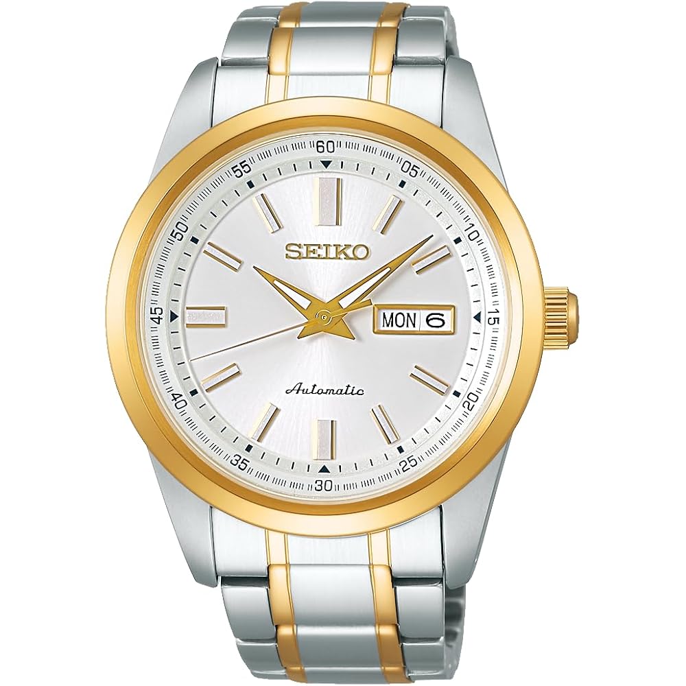 Мужские механические автоматические часы Seiko Selection SARV004 Серебристый Желтое Золото Нержавеющая Сталь Белый Циферблат с Календарем Даты