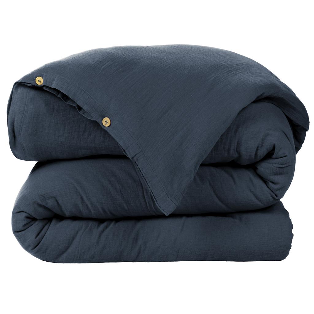 Duvet Cover 220x240 Cm In Midnight Cotton Gauze
