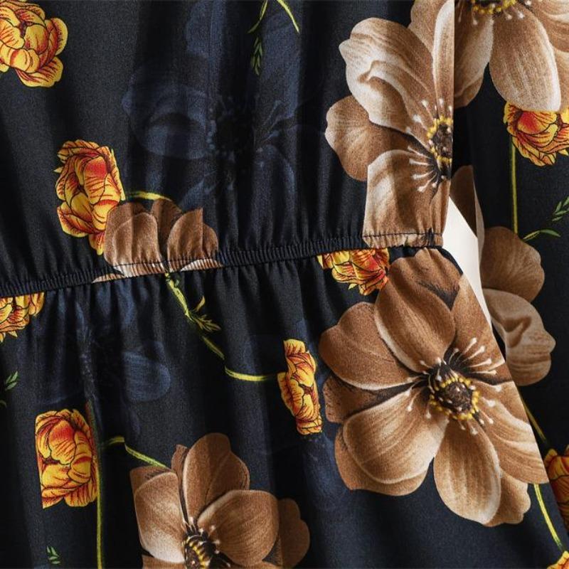 Spring Summer Fashion Floral Printed Full Sleeve O-neck Casual Dress Women Bohemian Party Long Dress Maxi Dresses