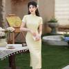 Yellow Is Sent To Test the National Style, New Chinese Style, Suzhou Long Cheongsam, Improved Young Women's High Sense, Daily Can Be Worn In Summer