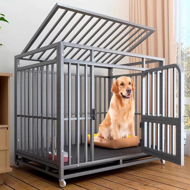 Medium & Large Dog Indoor Kennel with Full Square Tube Design and Built-in Toilet