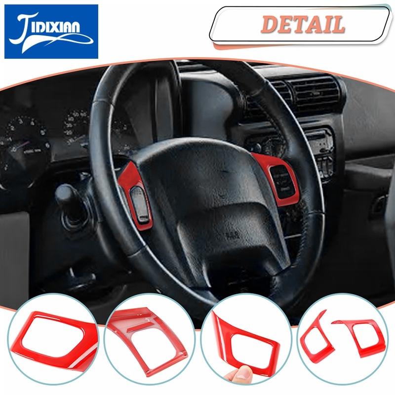 JIDIXIAN Red ABS Interior Decoration Trim Fit for Jeep Wrangler TJ 1997-2006 Car Instrument Panel Horn A/C Switch Accessories we1
