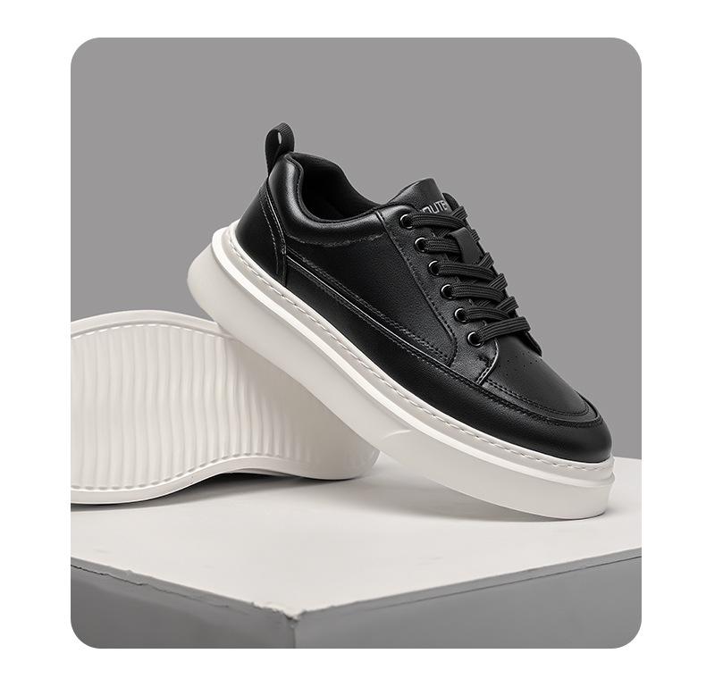 Men's Trendy 2025 Autumn Skate Shoes: Lightweight, Thick Sole, Casual White Sneakers