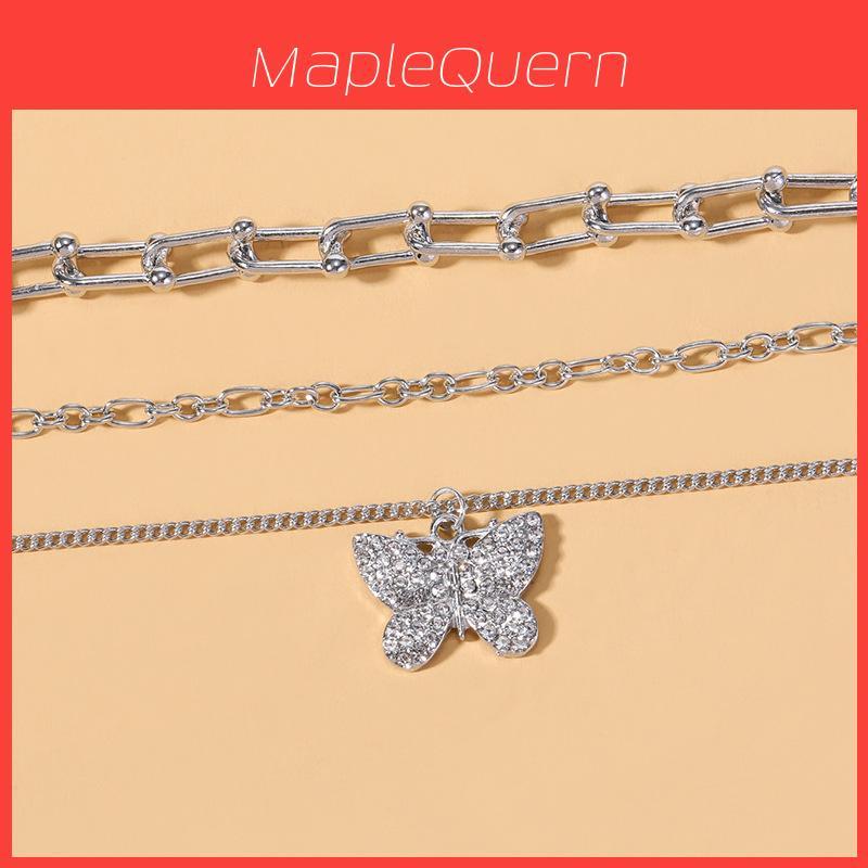 Vintage Butterfly Pendant Necklace For Women With Multi Layer Chain Accessory