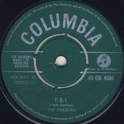 Płyta 7-calowa CIENIE - F. b. ja. 45DB4580 Columbia 1961 UK Rock Używany