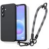 Coque pour Samsung Galaxy A57 5G, Protection Silicone Antichoc Noir avec Bracelet Amovible Gris
