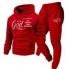 Mens Y2K Style Hooded Sweatshirt Jogger Pants Set - Long Sleeve Fleece-Lined Casual Two-Piece Outfit