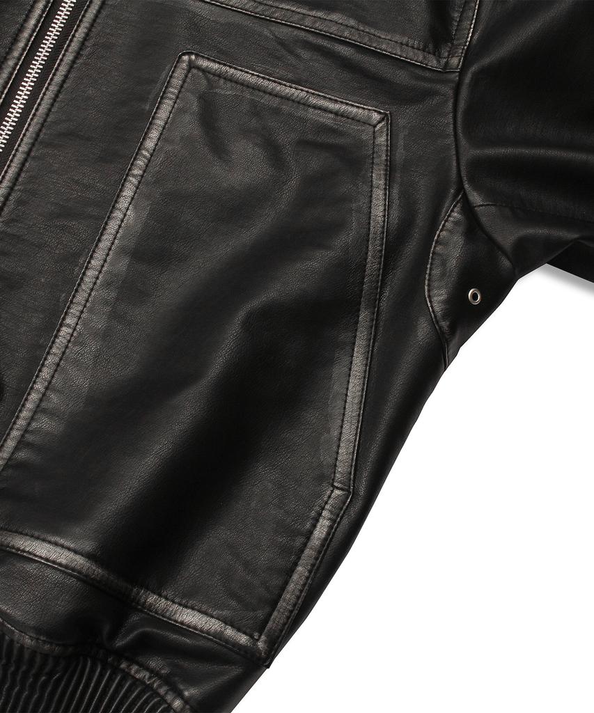 Doffjason Washed Leather Lumberjack Harrington Bomber