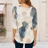 Women Plus Size Round Neck Half Sleeve Printed T Shirt Curved Hem