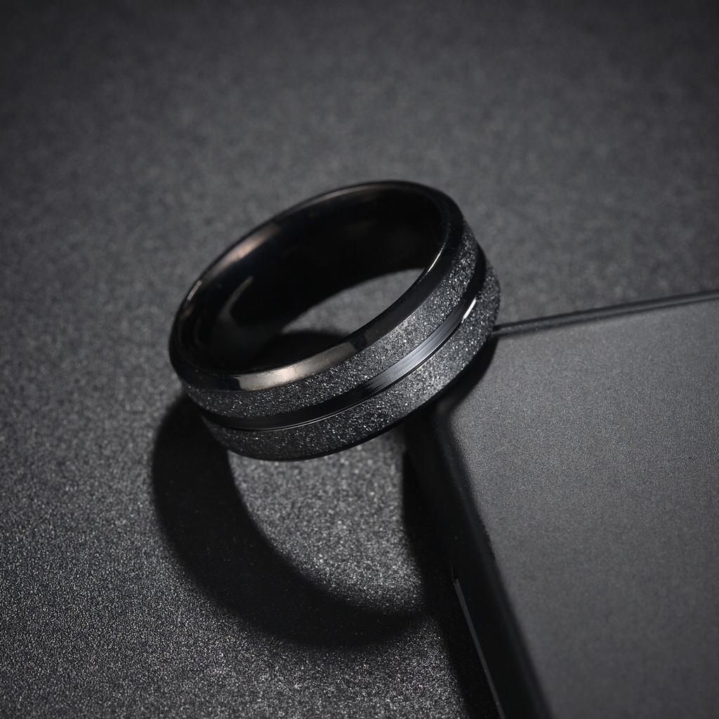 Simple 8mm  Men's Couple Black Titanium Ring Matte Finished Finger Ring Jewelry for Male Wedding Bands Gift