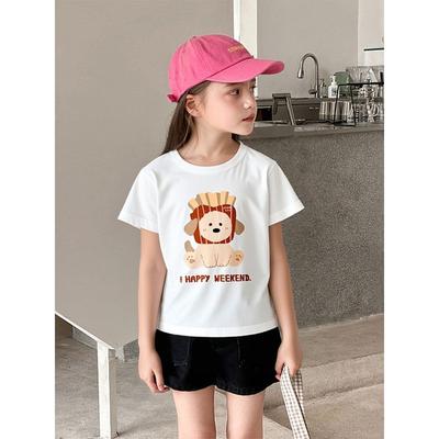 27Home Trendy Brand Export Children's Clothing Summer Kidsren's Short-Sleeved T-Shirt Cartoon Puppy Girl Baby Clothes Pure Cotton Printing