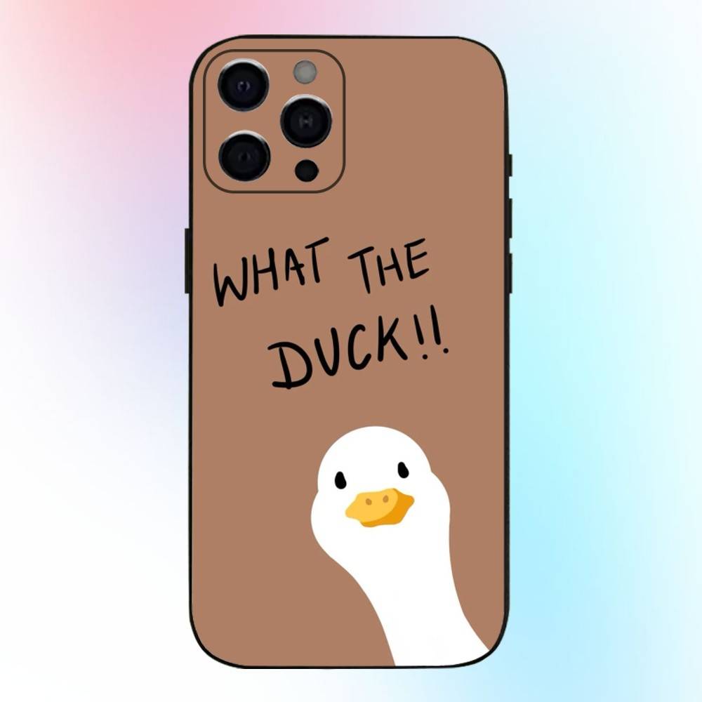Cute Cartoon Duck Phone Case For iPhone17,16,15,14,13,12,11 Plus,Pro Max Soft Black Cover