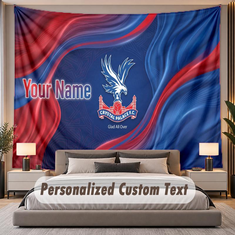 Custom Name Text Tapestry Crystal Palace Personalized Polyester Wall Tapestry For Bedroom And Room