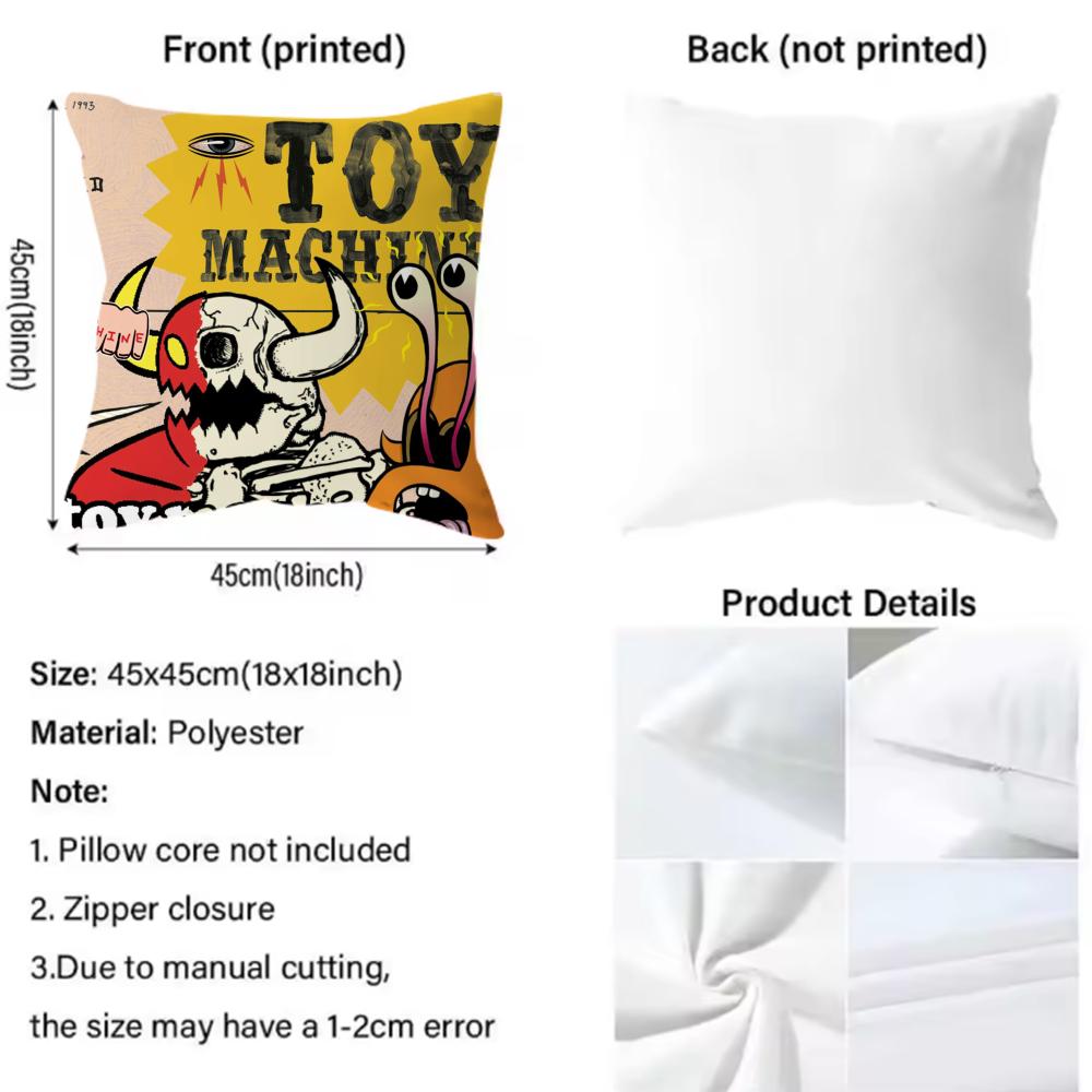 Brand T-Toy MachineS Skate Cushion Cover Comfortable Reversible Pillow Cover Ideal for Car Sofa Bedroom & Beyond