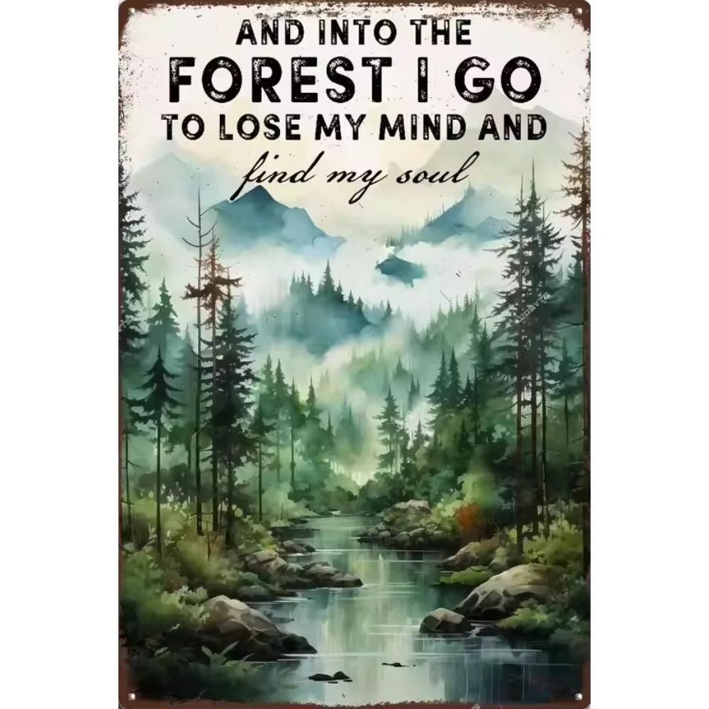 

В лес иду я: Идеальная ретро металлическая жестяная табличка для пеших прогулок 20x30cm белый