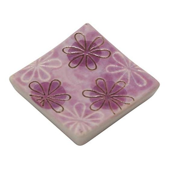 Ishida Made in Japan Chopstick Rest, Ceramic Chopstick Holder, Dark Floral, Square, Approx. 4x4x1.2cm, Simple and Calm Design, Enhances Your Dining