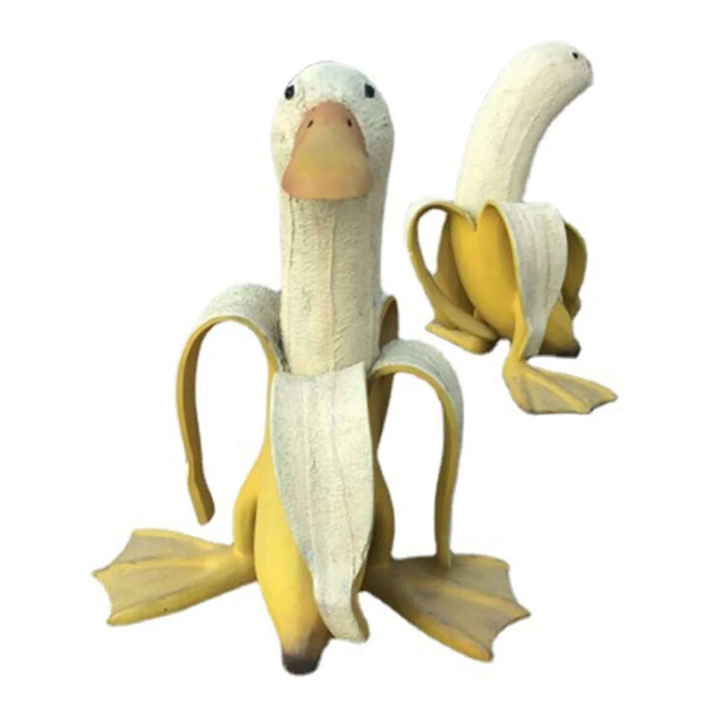 Art Statue, Garden Yard Outdoor Decor, Cute Funny Whimsical Peeled Banana Duck Figurines Desktop Ornament Decoration Ornaments