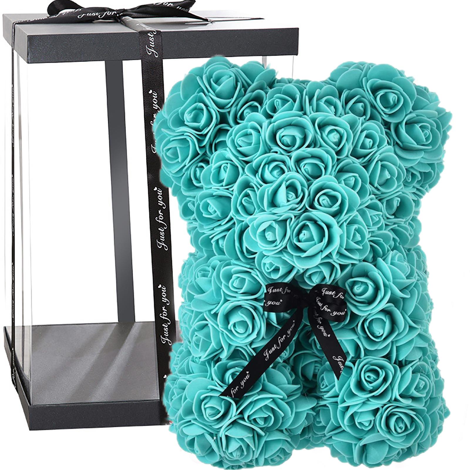 

Подарок на День святого Валентина 25 см Красная роза плюшевый мишка Искусственный цветок розы Свадебное украшение Рождество Новый год Подарки для девушки тиффани синий